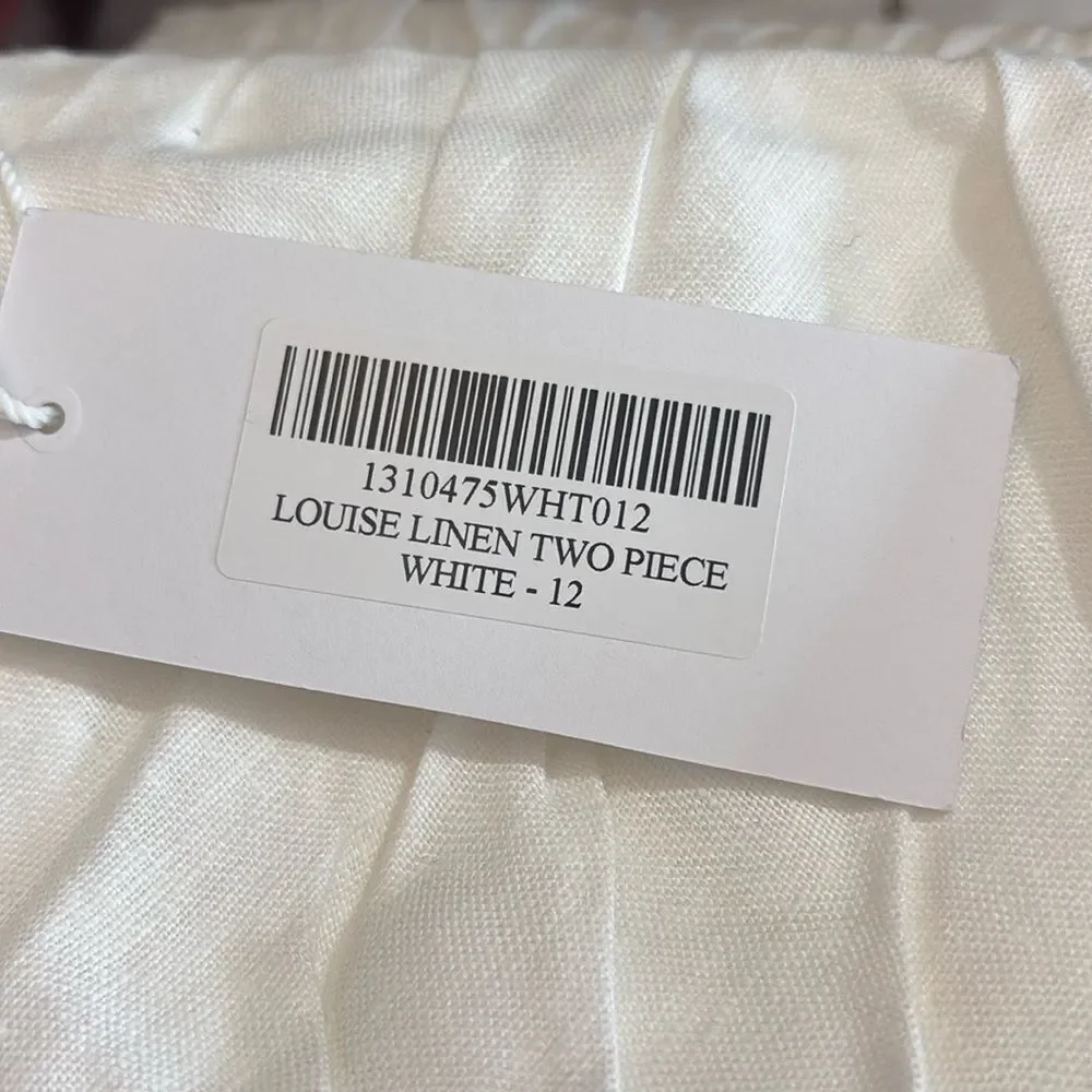 Reformation Louise Linen Two Piece Set white size 12 NWT